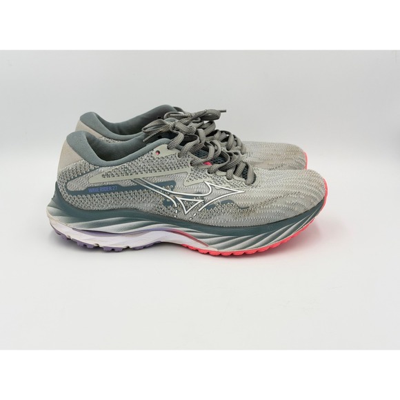 Mizuno Shoes - Mizuno Wave Rider 27 Shoes Womens 7.5 Gray Pink Running Sneakers